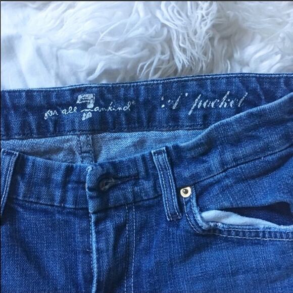 7 FAM Mankind A Pocket Design Boot Cut Flare Light Blue Wash Denim Jeans 27 - Picture 5 of 8